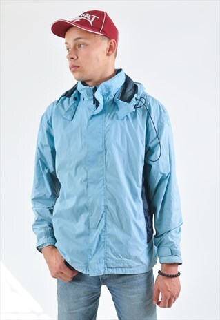 VINTAGE 90'S WINDBREAKER JACKET IN BLUE