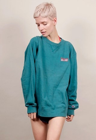 VINTAGE CHAMPION LOGO 80'S TURQUOISE SWEATSHIRT