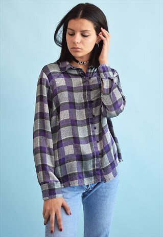 90'S GOES 70'S RETRO FESTIVAL CHECKED PRINT OVERSIZED SHIRT
