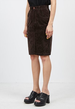 VINTAGE BROWN HOT STONE MINI PENCIL SKIRT