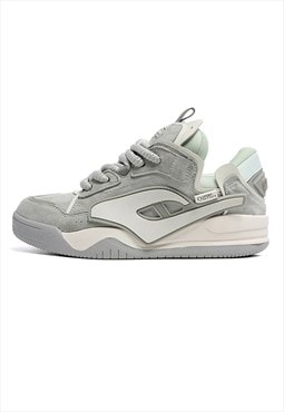 Velvet feel sneakers chunky sole trainers skater shoes grey