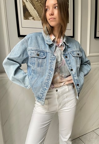 AMAZING COTTON LIGHT BLUE VINTAGE JACKET