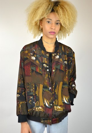 VINTAGE 90'S ABSTRACT PRINT BOMBER JACKET