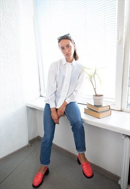 Vintage 80's White Pleated Front Detail Shirt
