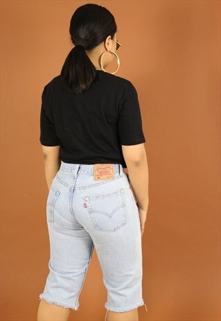 VINTAGE LEVI'S CUT OFF HIGH WAIST DENIM JEAN SHORTS