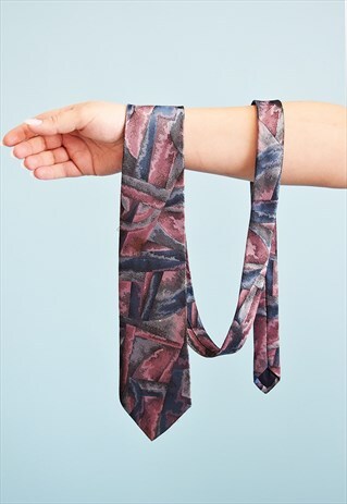 VINTAGE 80'S RETRO ABSTRACT PATTERN TAPESTRY WOVEN TIE