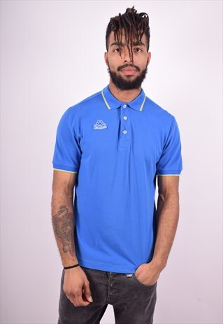 KAPPA MENS VINTAGE POLO SHIRT MEDIUM BLUE 90'S