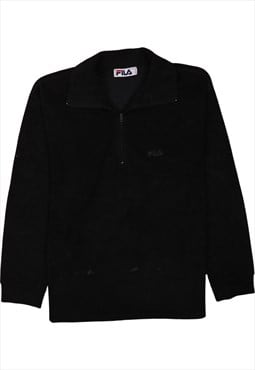 Vintage 90's Fila Fleece Jumper Hiking Warm Quater Zip Black