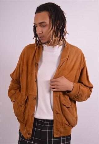 VINTAGE SUEDE BOMBER JACKET BROWN