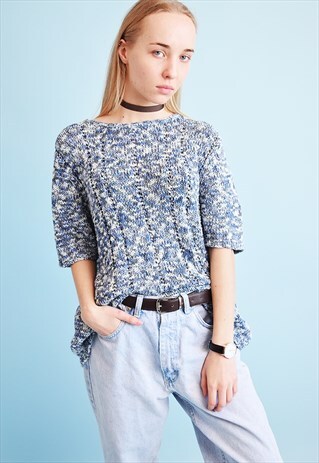 90'S RETRO JAZZY KNITTED OVERSIZED MOMS TOP BLOUSE