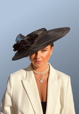 Vintage Black Sun Occasion Ascot Hat