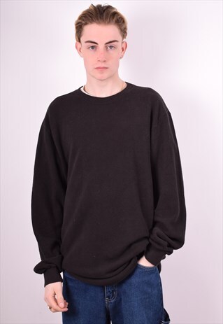 POLO RALPH LAUREN MENS VINTAGE JUMPER SWEATER LARGE BLACK 90