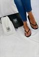 ST TROPEZ LUXURY CRYSTAL FLIP FLOPS IN BLACK