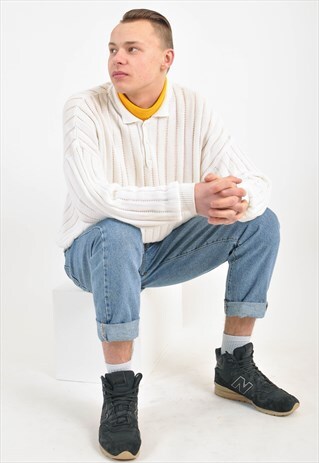 VINTAGE 90'S WHITE POLO JUMPER