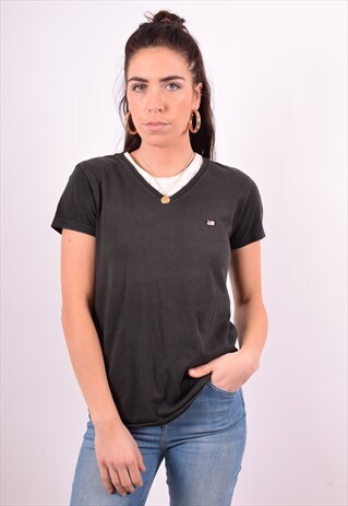 POLO RALPH LAUREN WOMENS VINTAGE T-SHIRT TOP MEDIUM BLACK 90