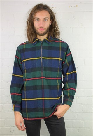 VINTAGE 90'S CHECKED 1/4 ZIP SHIRT