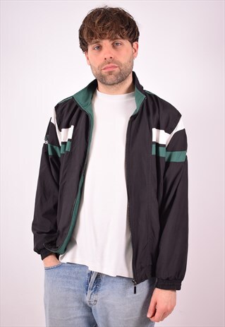 ADIDAS MENS VINTAGE TRACKSUIT TOP JACKET LARGE BLACK 90S
