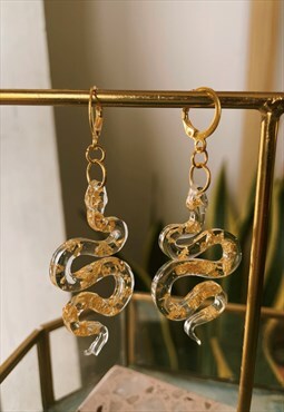 Gold hoop snake earrings 