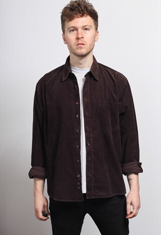 VINTAGE CORDUROY CORD SHIRT BROWN