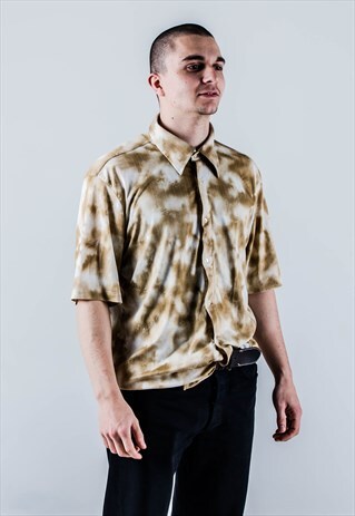VINTAGE 90S CRAZY PATTERN SHIRT IN BROWN AND BEIGE