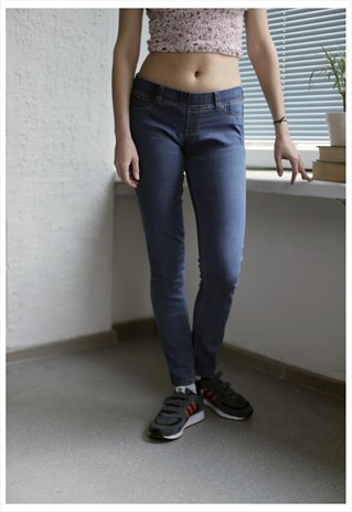 BLUE ELASTIC SKINNY JEANS
