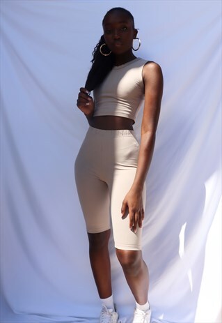 BEIGE OLIVIA BIKER SHORTS