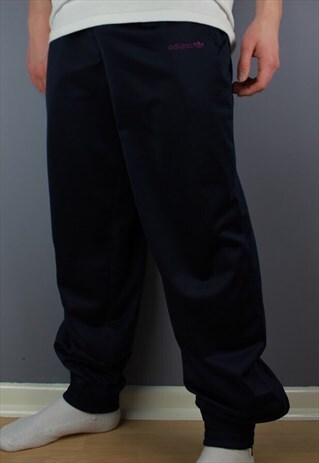 VINTAGE ADIDAS JOGGERS IN NAVY WITH EMBROIDERY