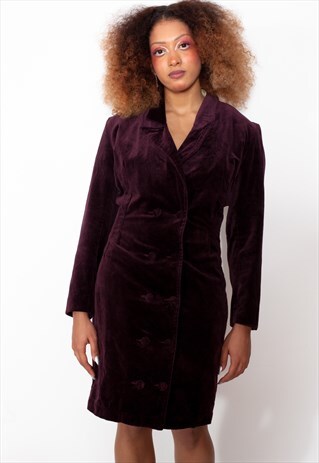 VINTAGE 80S PURPLE VELVET DRESS ID:2182