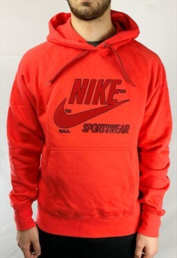 Vintage Nike Sportswear Spellout Hoodie in Red