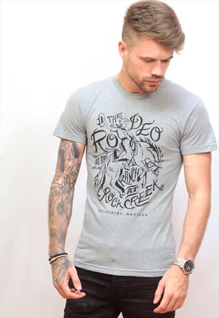 VINTAGE GREY GRAPHIC 'RODEO AT ROCK CREEK' T-SHIRT