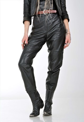 VINTAGE 90'S REAL LEATHER EXTRA HIGH WAIST TROUSERS