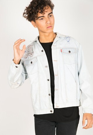 VINTAGE 80S LEVI'S PATCHED DENIM JACKET / R1112