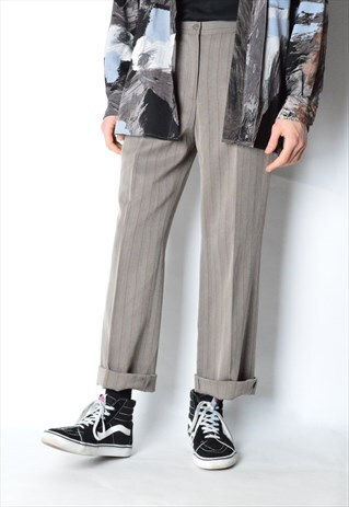 VINTAGE 90S UNISEX GREY STRIPED PANTS