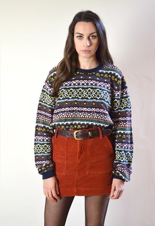 00S MULTI COLOURED PATTERN KNIT JUMPER