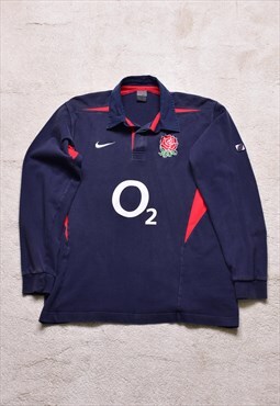 Vintage Nike OG Silver Tag England Navy Rugby Polo