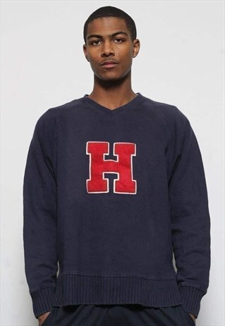 VINTAGE TOMMY HILFIGER BIG LOGO SWEATSHIRT BLUE