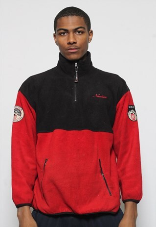 VINTAGE NAUTICA LOGO 1/4 ZIP FLEECE RED