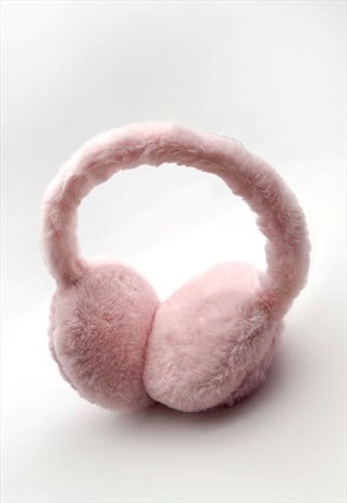 Overhead Fur Ear Muffs In Rose