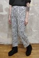 LEOPARD PRINT JOGGERS THIN ANIMAL PRINT OVERALLS IN WHITE