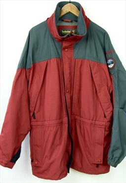 Full Zip Up Red Nylon Jacket Outdoors Snow Skirt Coat Parka