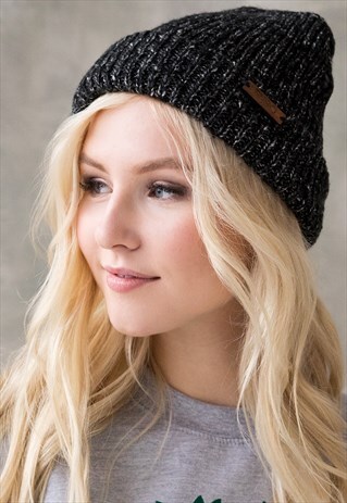 HAND KNITTED STYLE BEANIE FISHERMAN HAT CUTE KNIT ECO GREY