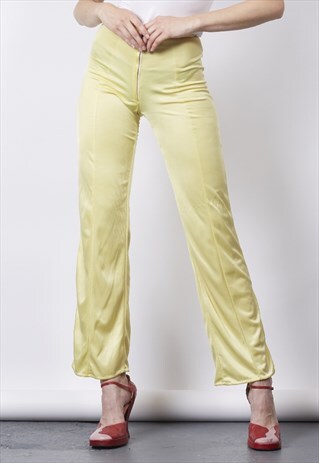 VINTAGE 70'S LEMON YELLOW FESTIVAL DISCO FLARES