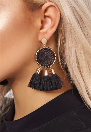 GOJI BLACK TASSEL EARRINGS