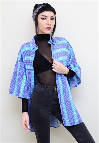 VINTAGE 90'S FUNKY CRAZY PATTERNED OVERSIZED SHIRT