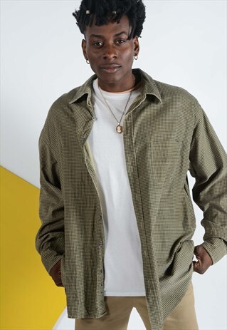 VINTAGE CHECKED CORDUROY SHIRT IN GREEN