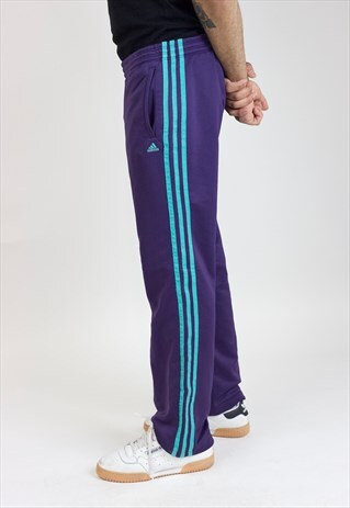 VINTAGE 90S ADIDAS PURPLE/GREEN TRACKSUIT BOTTOMS