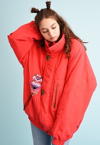 80'S RETRO OVERSIZED ATHLEISURE PUFFER BOMBER SHELL JACKET