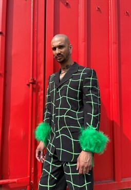 Reworked vintage costume suit set in black with feathers