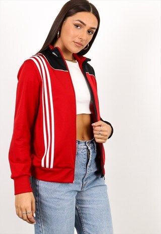 adidas track jacket women's red