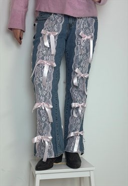 Reworked Bow lace up Jeans